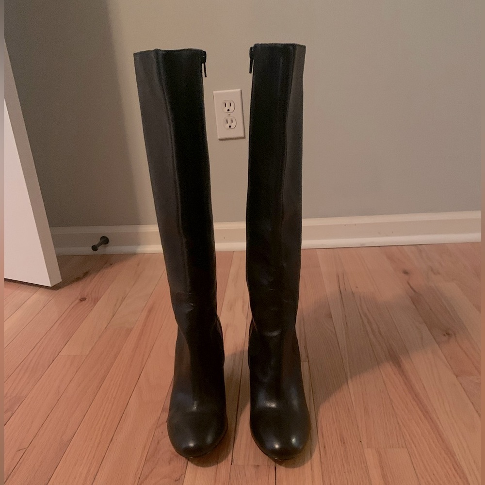 Nine West tall black wedge boots size 9